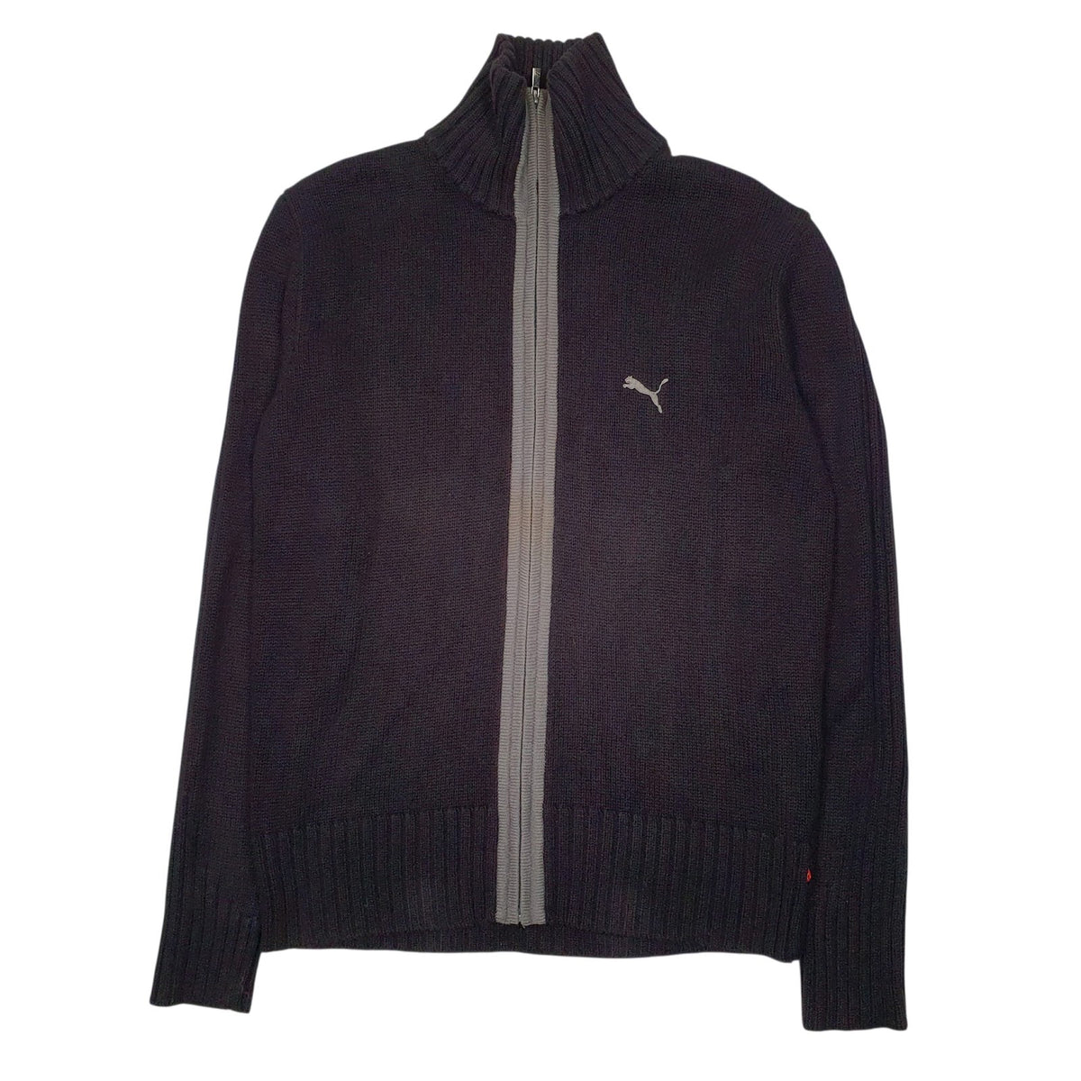 Mens Black Puma Knit Full Zip Jumper