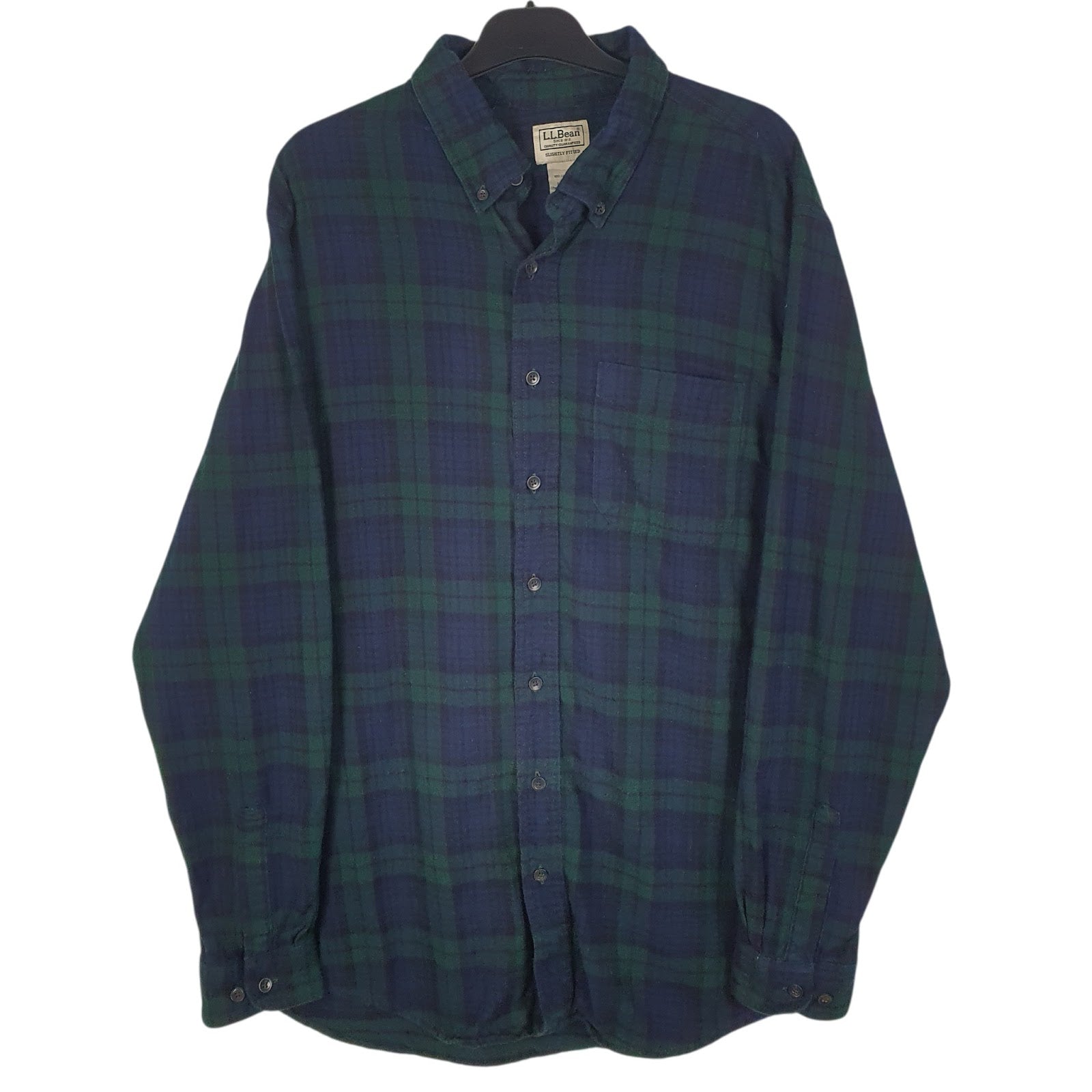 Mens Navy L.L.Bean Flannel Long Sleeve Shirt