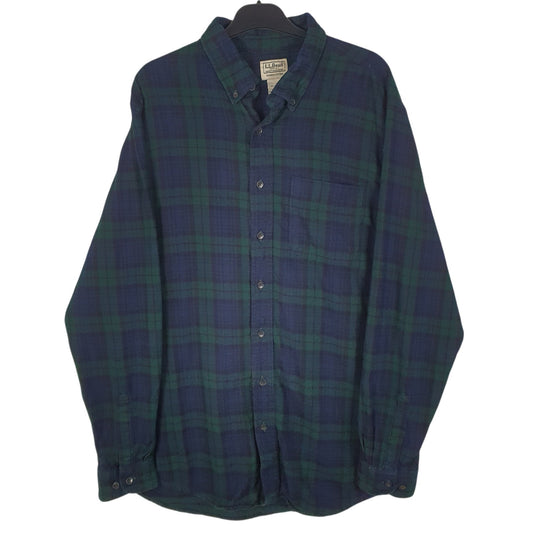 Mens Navy L.L.Bean Flannel Long Sleeve Shirt