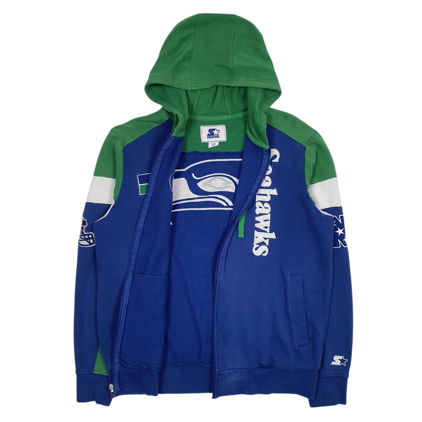 Mens Blue Starter NFL Seattle Seahawks Full Zip Jumper