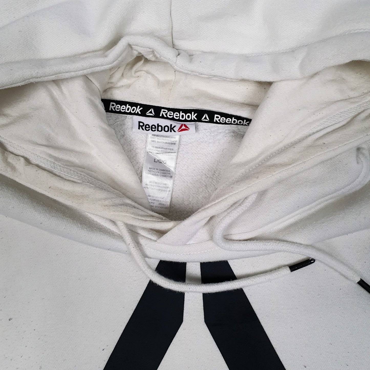 Mens White Reebok  Hoodie Jumper
