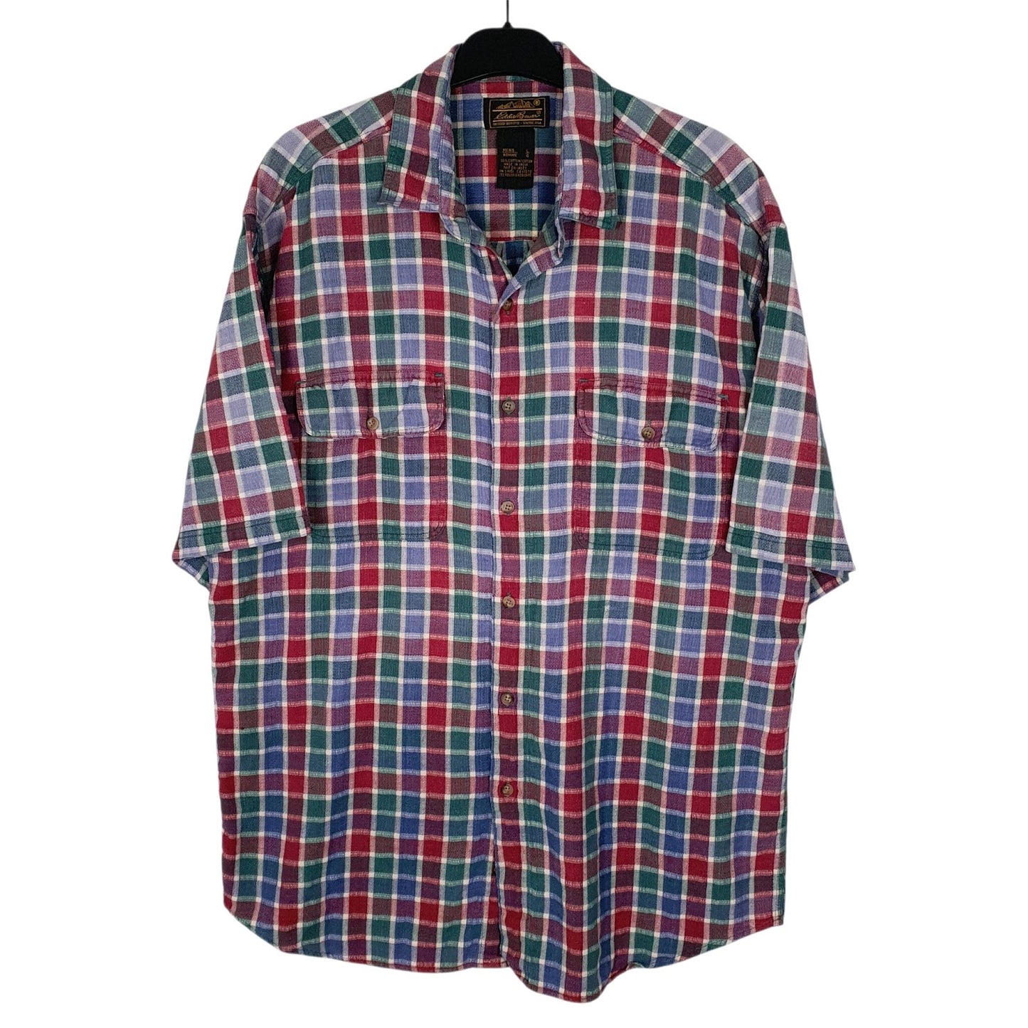 Mens Blue Eddie Bauer Vintage 90s Short Sleeve Shirt