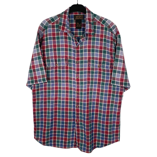 Mens Blue Eddie Bauer Vintage 90s Short Sleeve Shirt