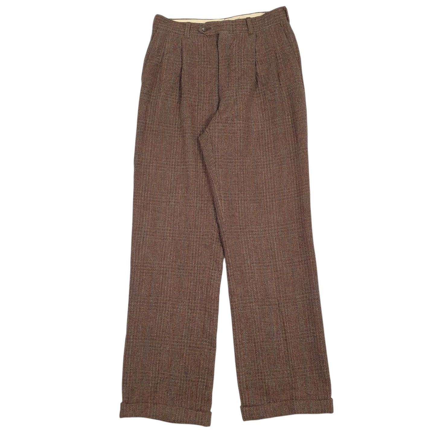 Mens Brown Polo Ralph Lauren Pleated Formal Trousers