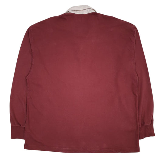 Mens Red Abercrombie and Fitch Rugby Crewneck Polo Shirt
