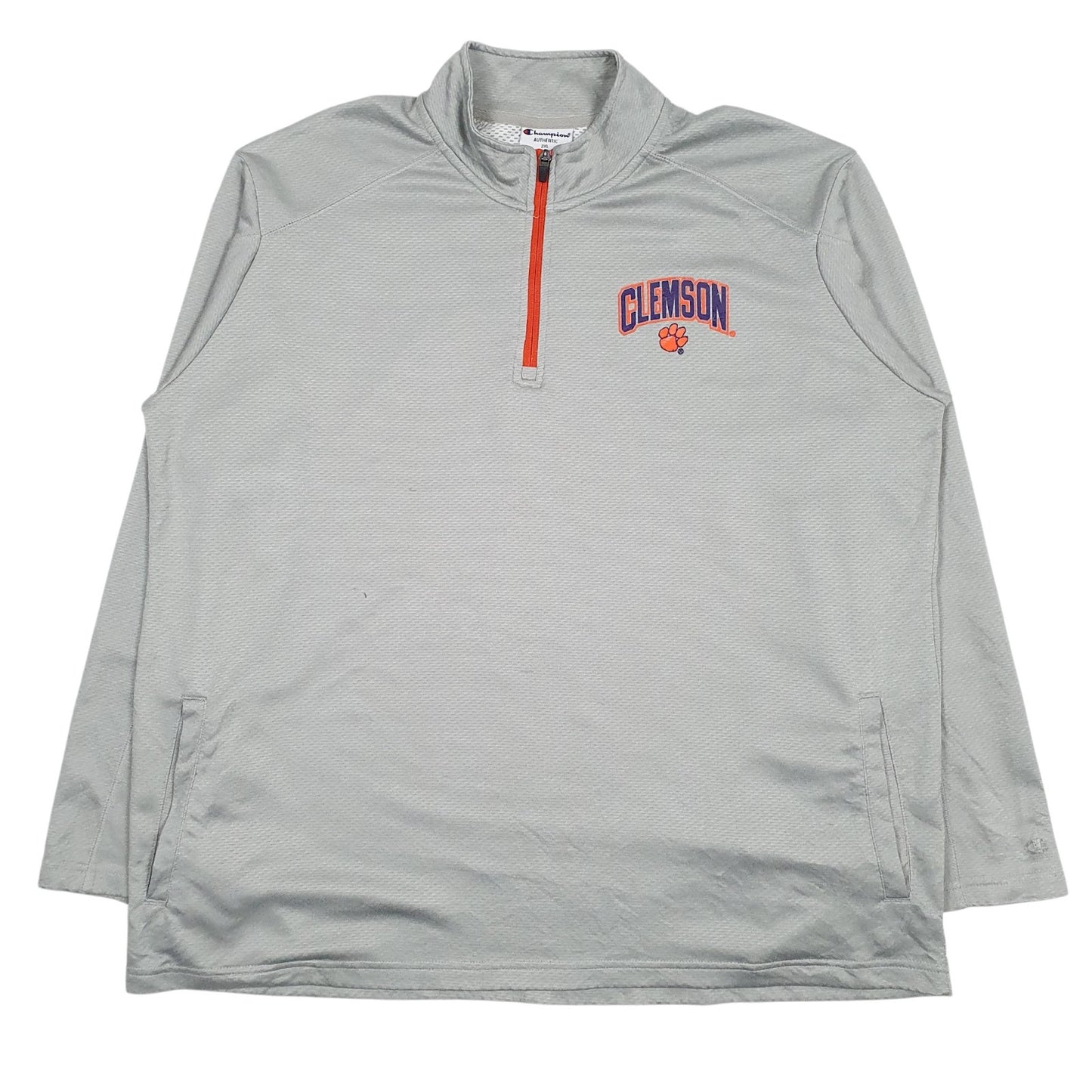 Mens Grey Champion Clemson Active Wear Quarter Zip Jumper