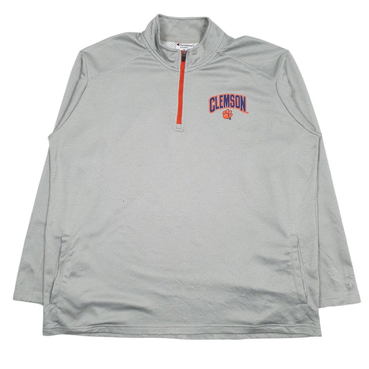 Mens Grey Champion Clemson Active Wear Quarter Zip Jumper