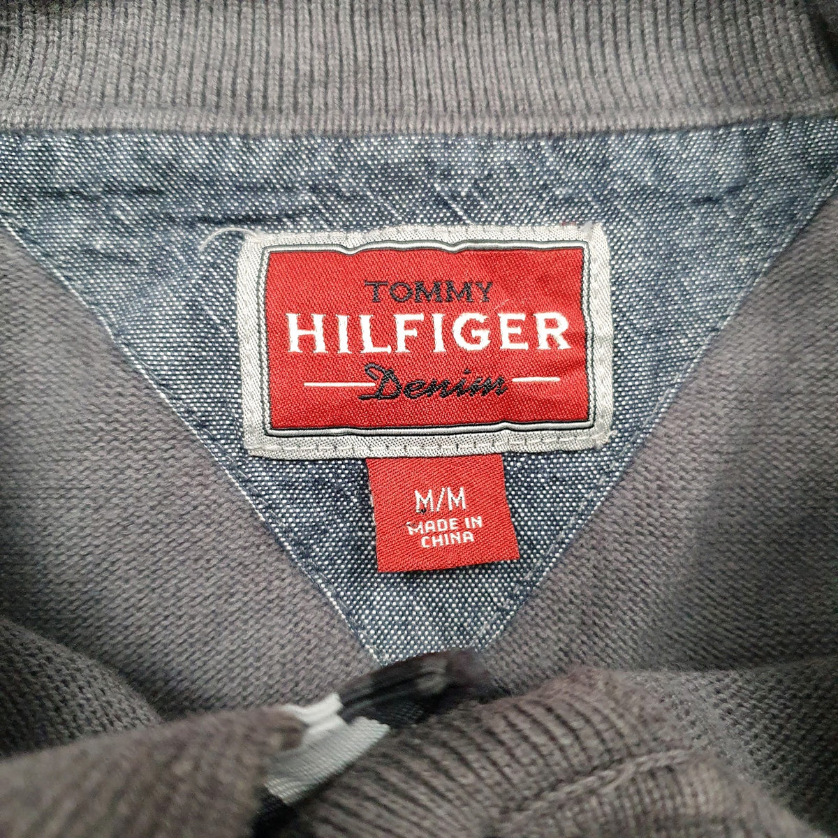 Mens Grey Tommy Hilfiger Henley Crewneck Jumper
