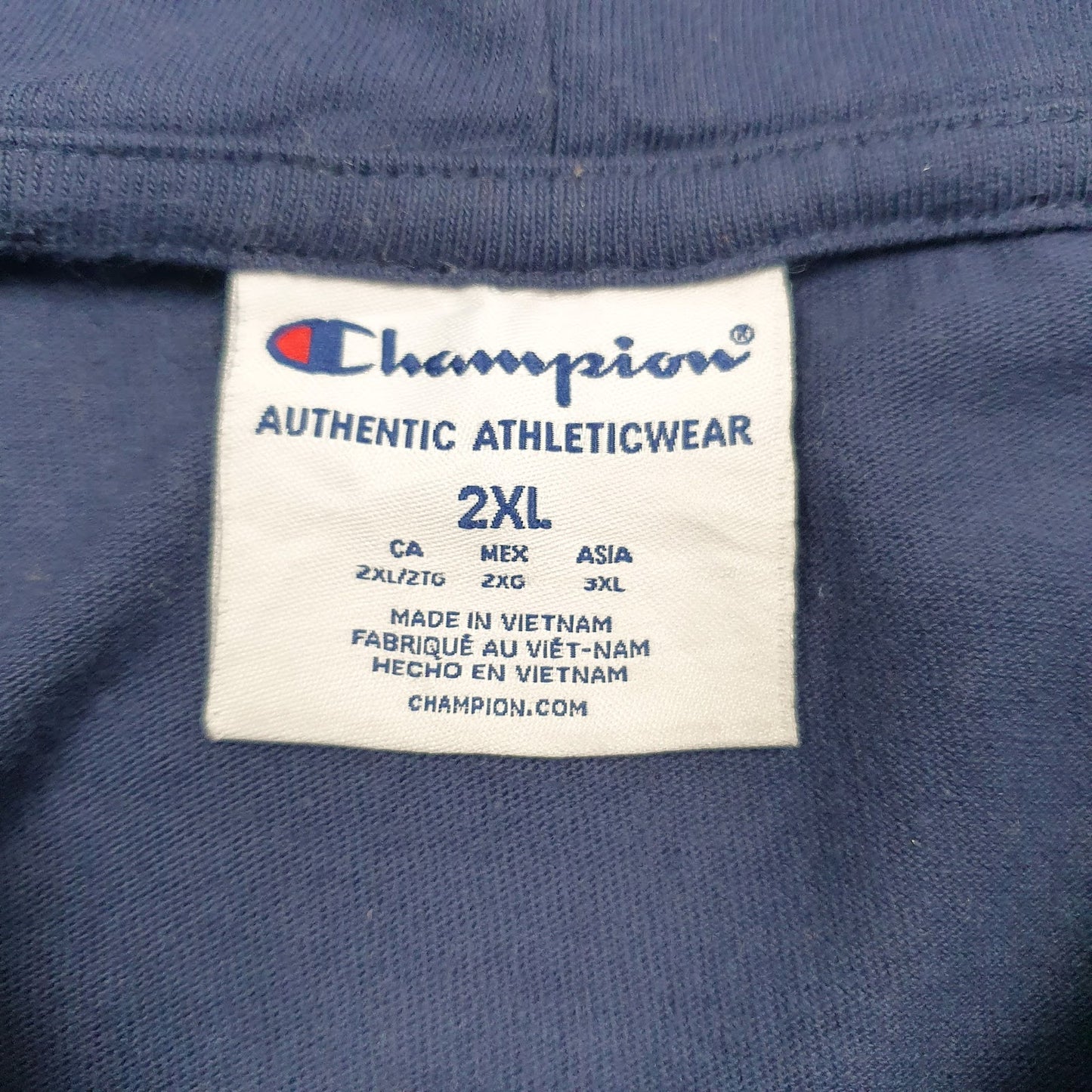 Womens Navy Champion Spellout Lightweight Hoodie Jumper