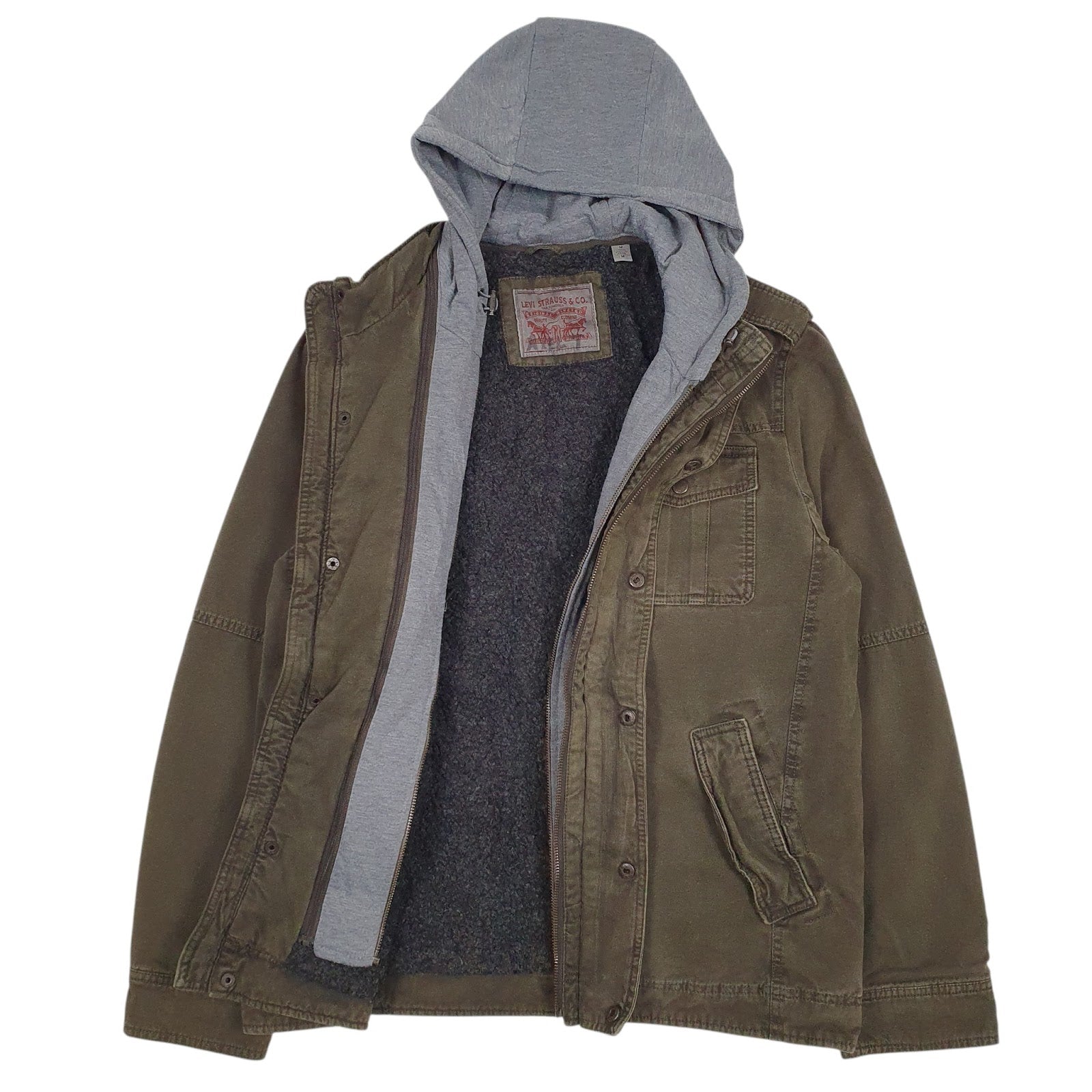 Mens Green Levis Sherpa Lined  Coat