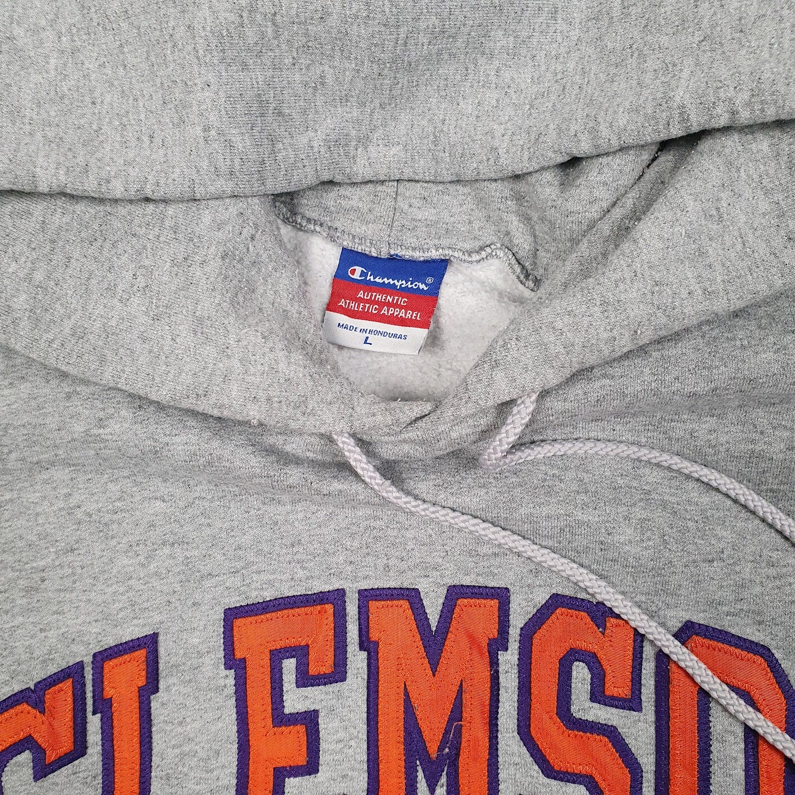 Mens Grey Champion Clemson Hoodie Jumper