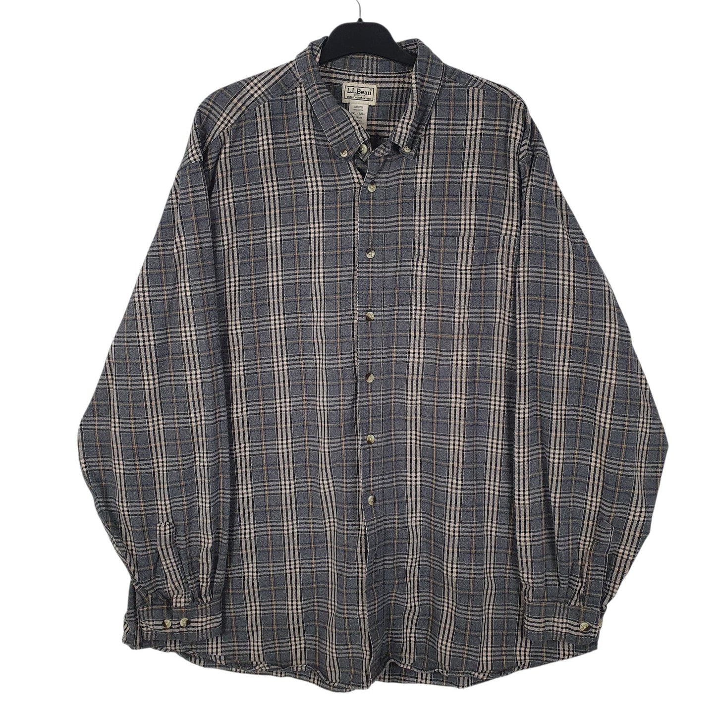 Mens Grey L.L.Bean Flannel Long Sleeve Shirt