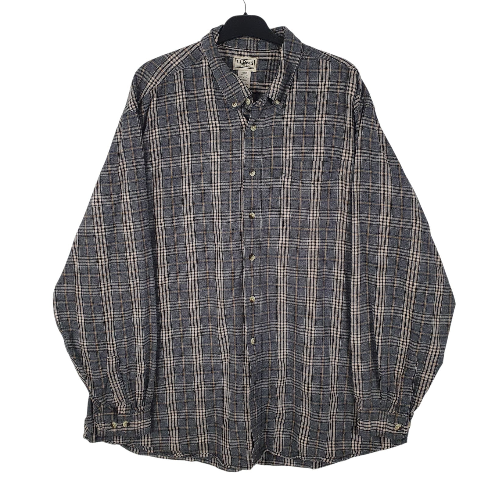 Mens Grey L.L.Bean Flannel Long Sleeve Shirt