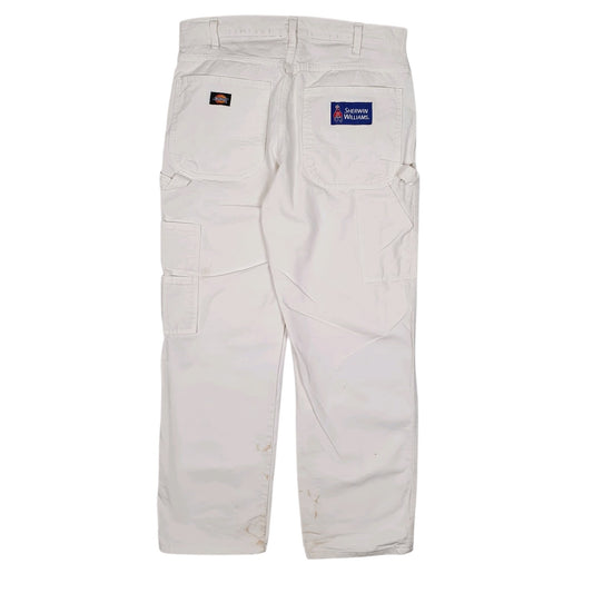 Mens White Dickies Painter  Trousers