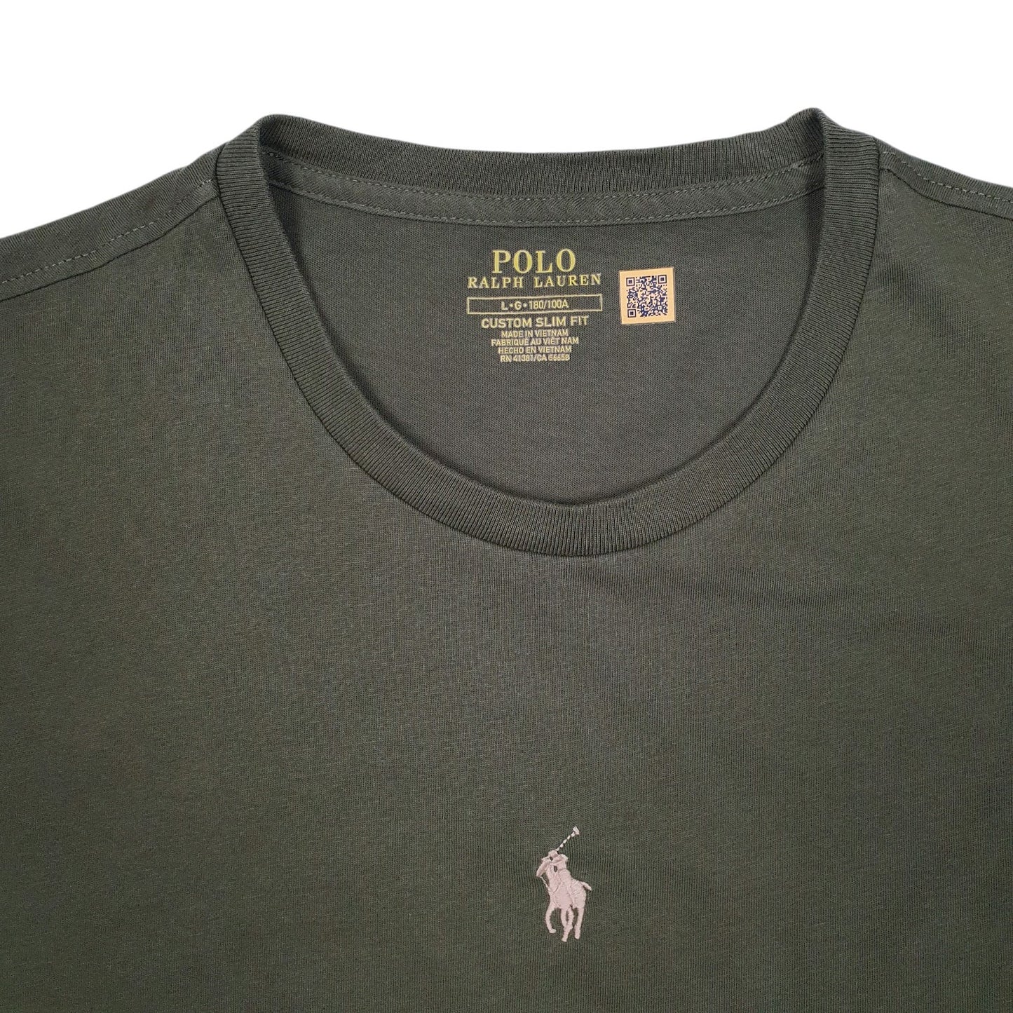 Mens Green Polo Ralph Lauren Custom Slim Fit Turtle Neck T Shirt