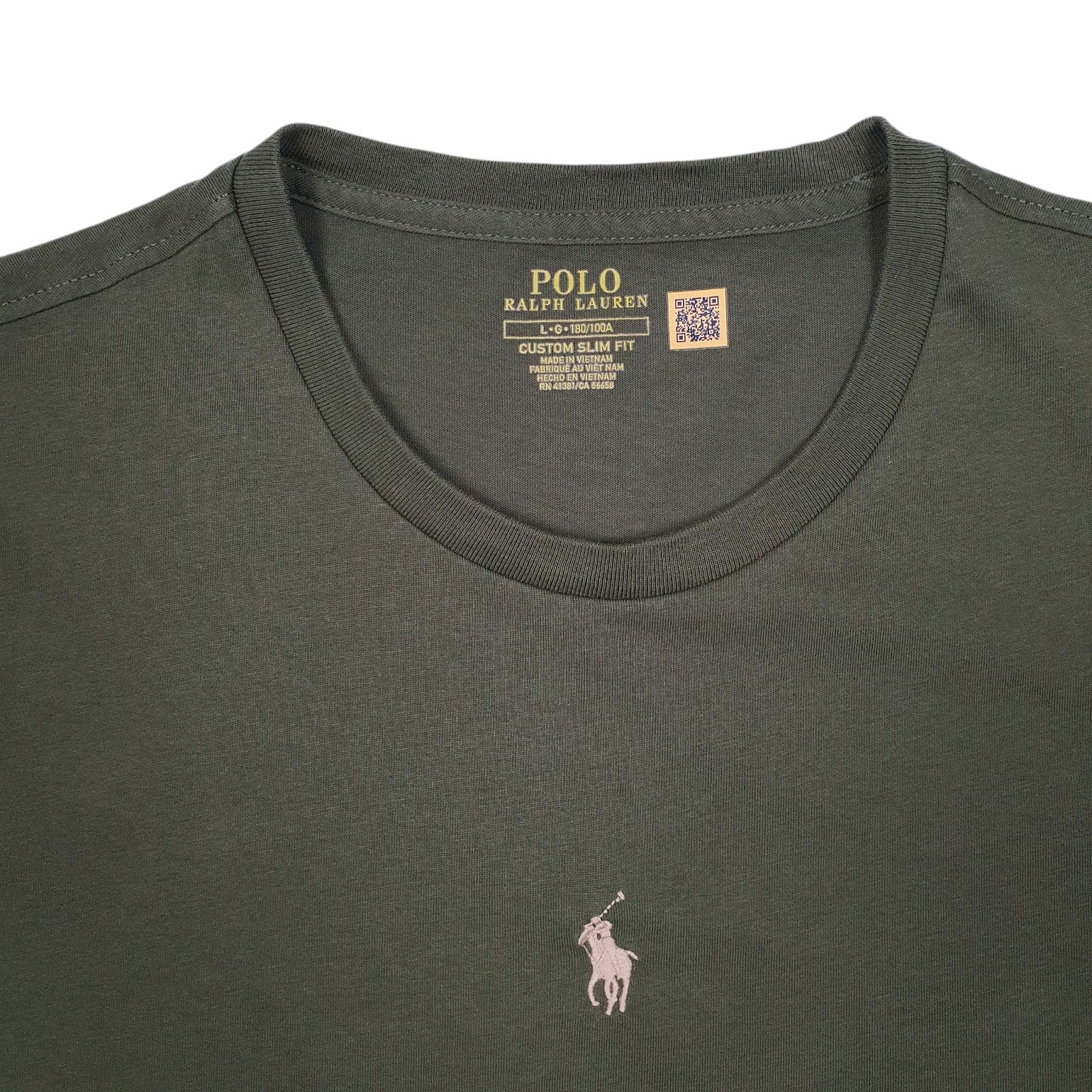 Mens Green Polo Ralph Lauren Custom Slim Fit Turtle Neck T Shirt