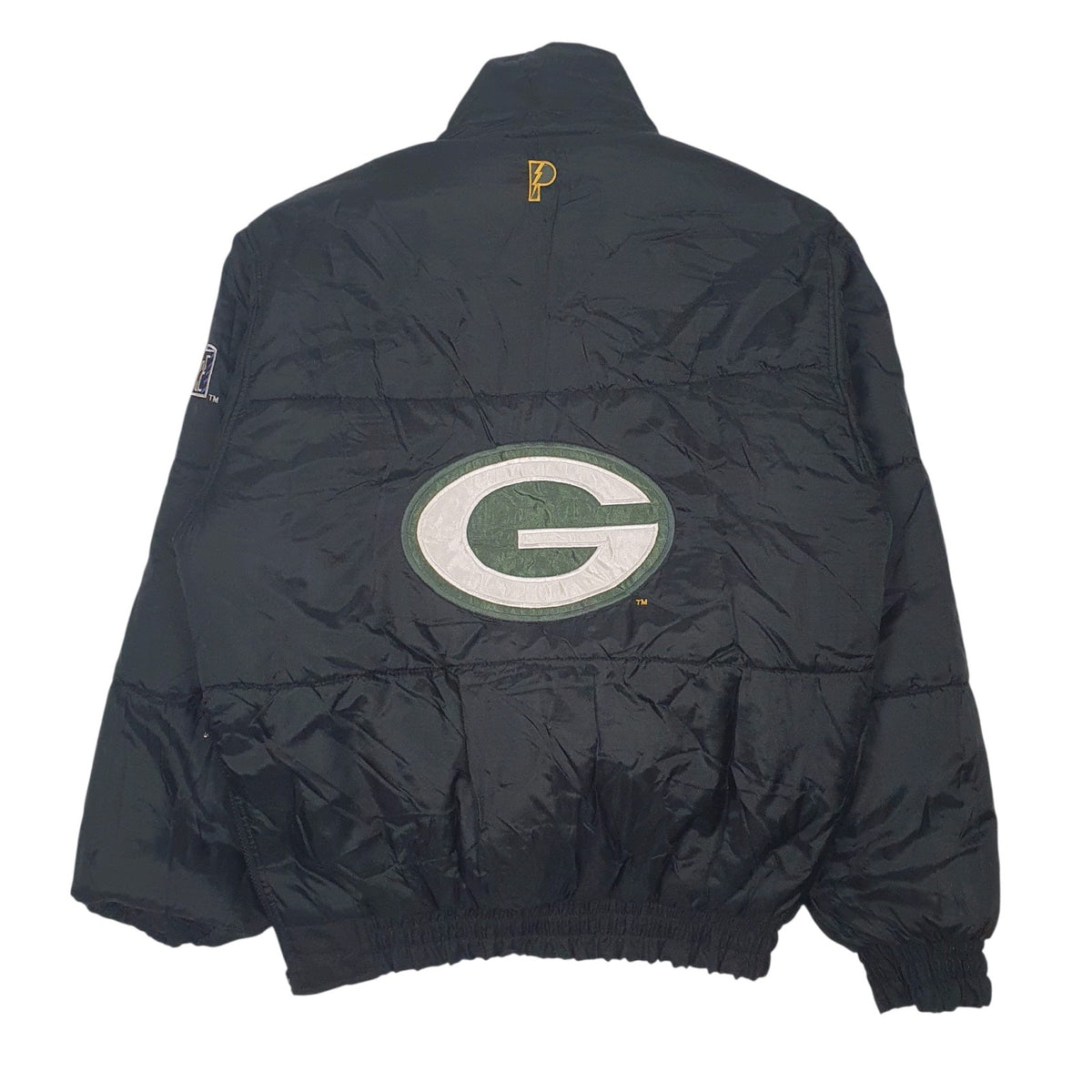 Mens Black Pro Player Vintage 90s Reversable NFL Green Bay Packers  Coat