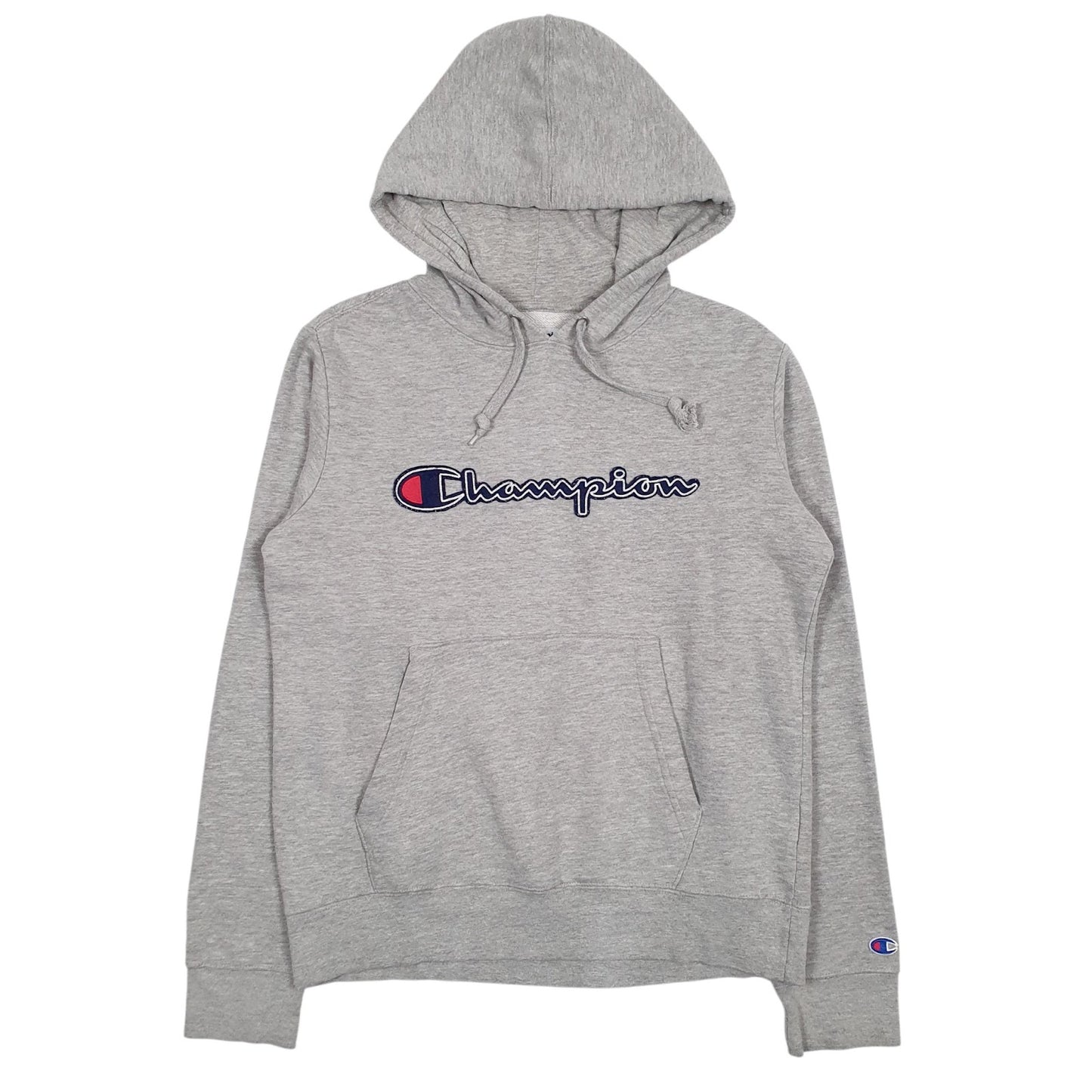 Mens Grey Champion Spellout Hoodie Jumper