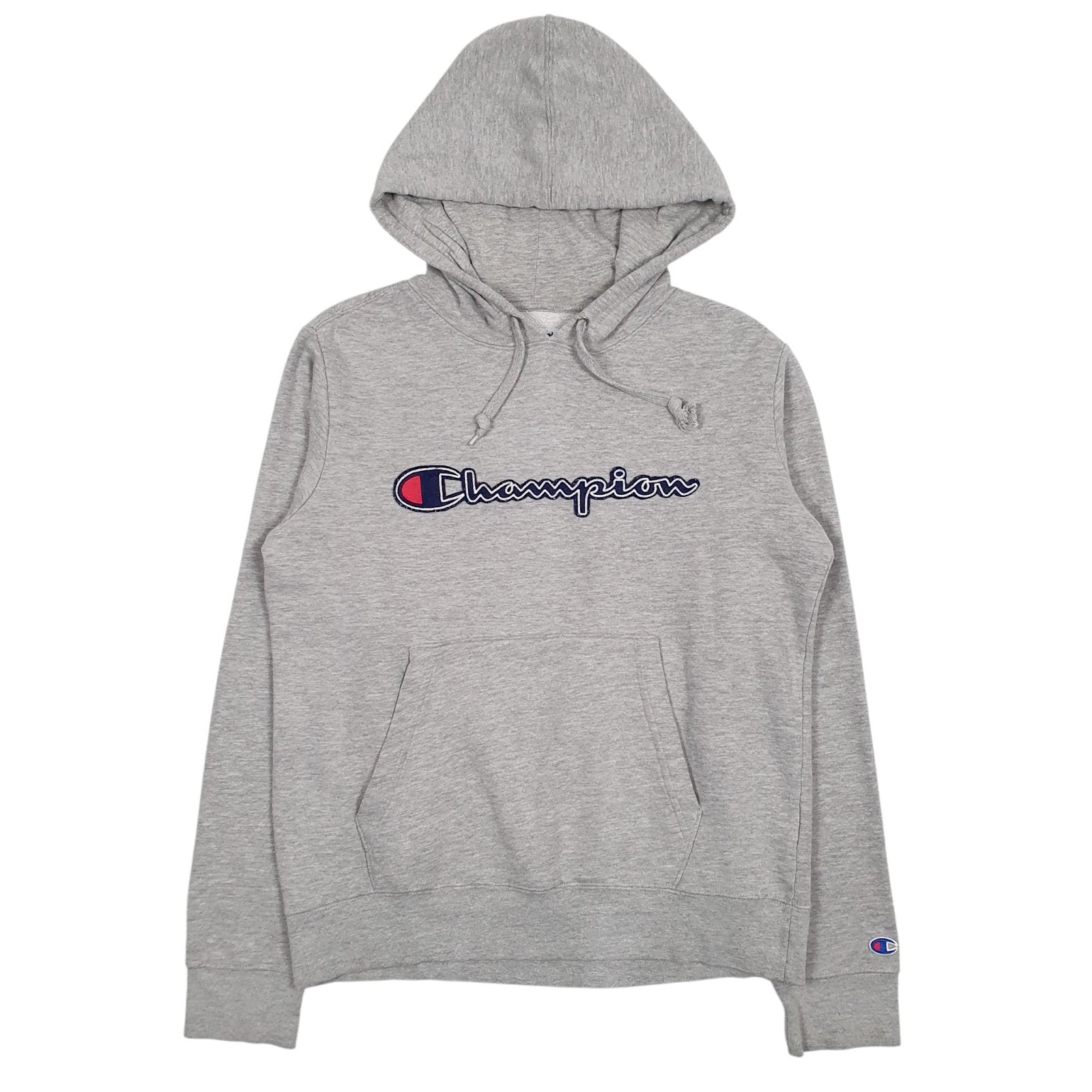Mens Grey Champion Spellout Hoodie Jumper