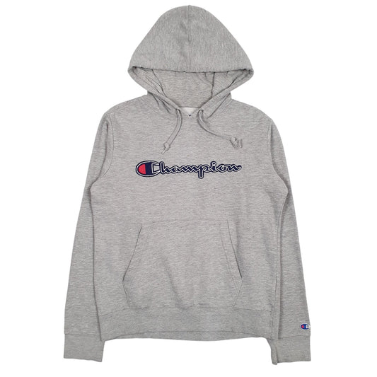 Mens Grey Champion Spellout Hoodie Jumper