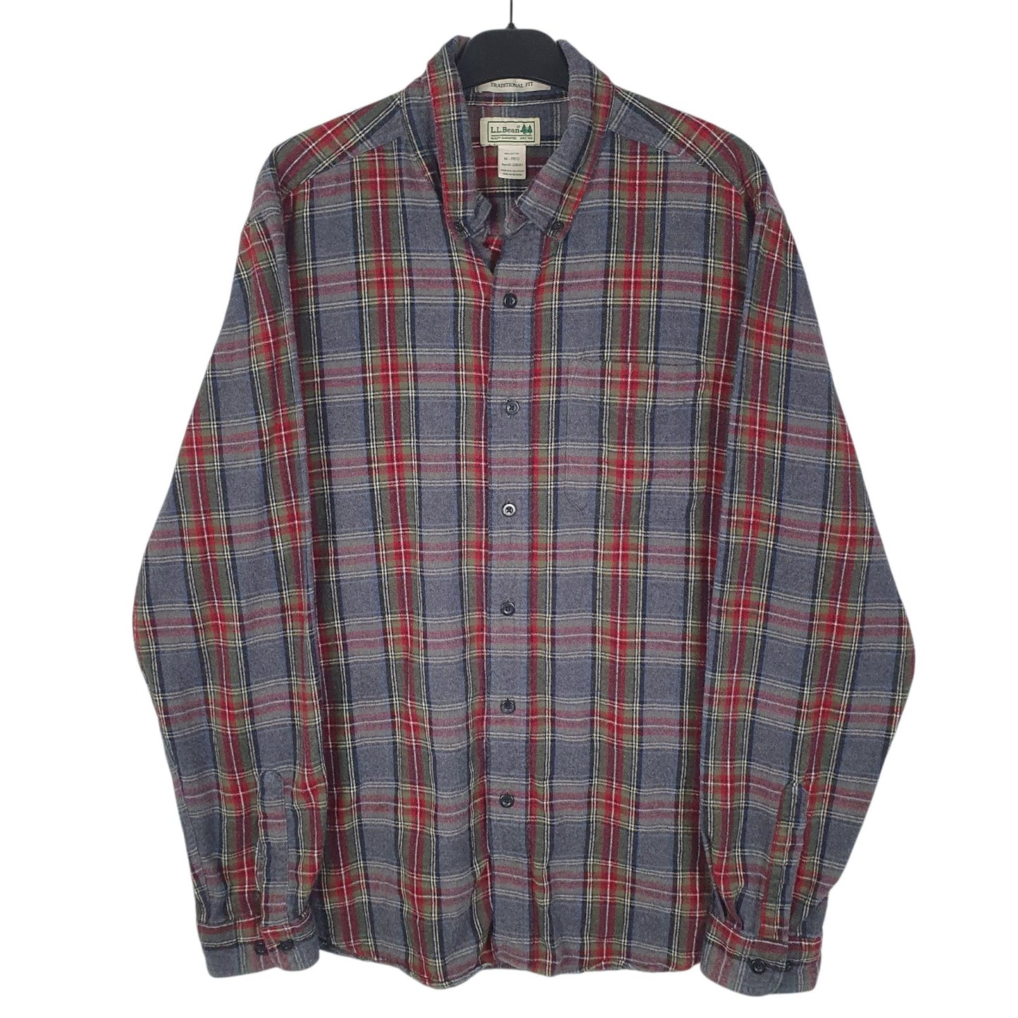 Mens Grey L.L.Bean Flannel Long Sleeve Shirt