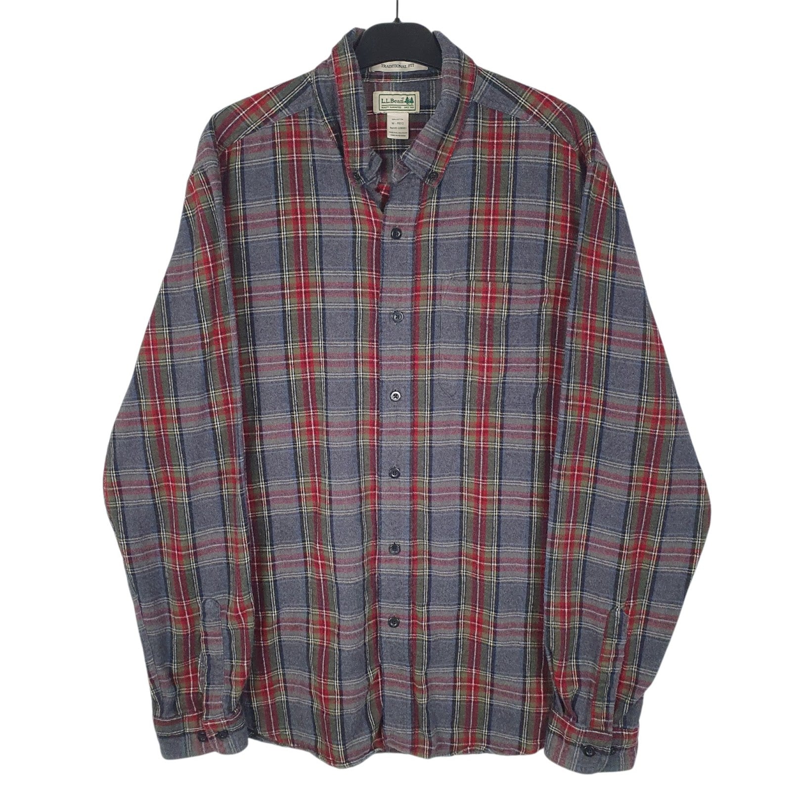Mens Grey L.L.Bean Flannel Long Sleeve Shirt