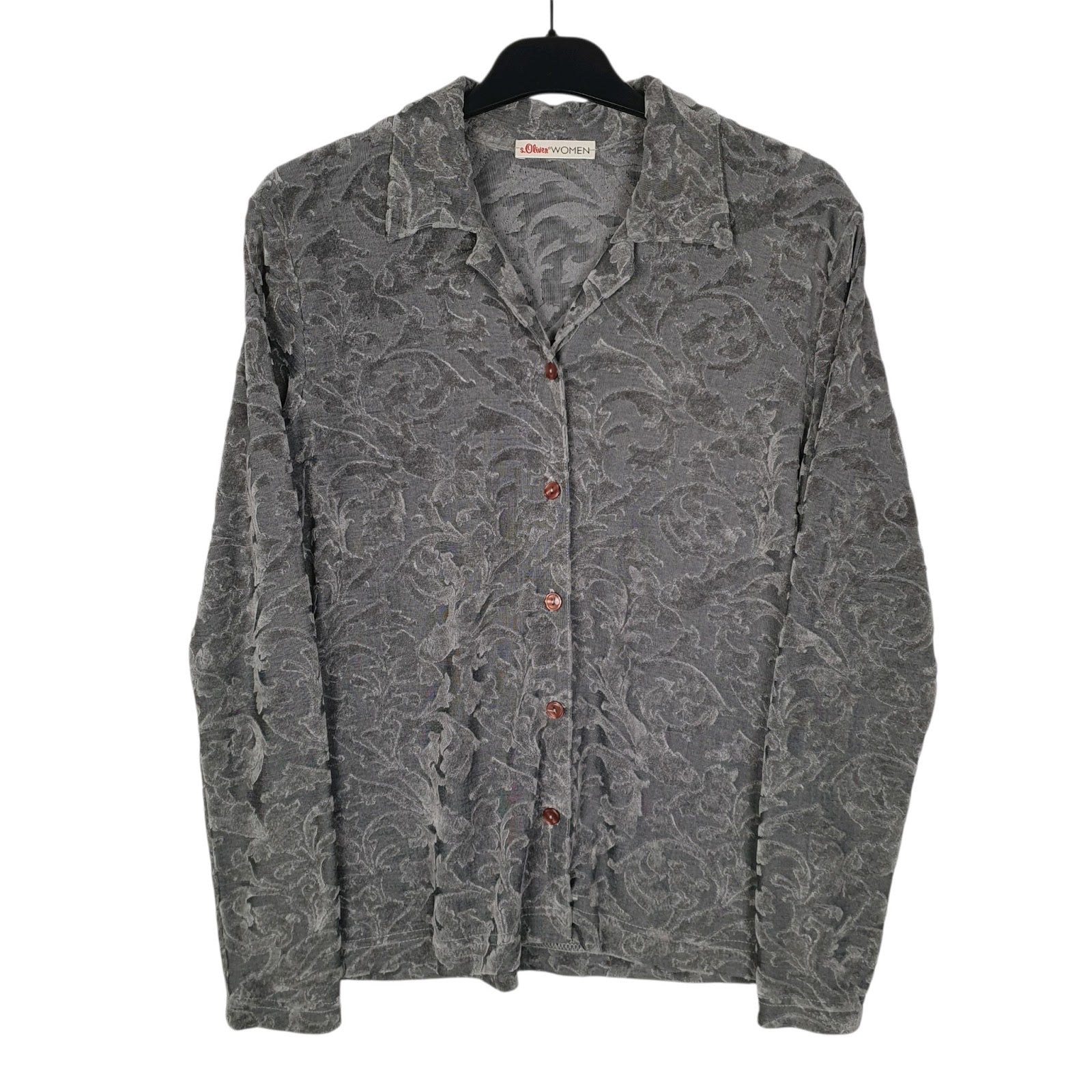 Womens Grey S.Oliver Floral Long Sleeve Shirt