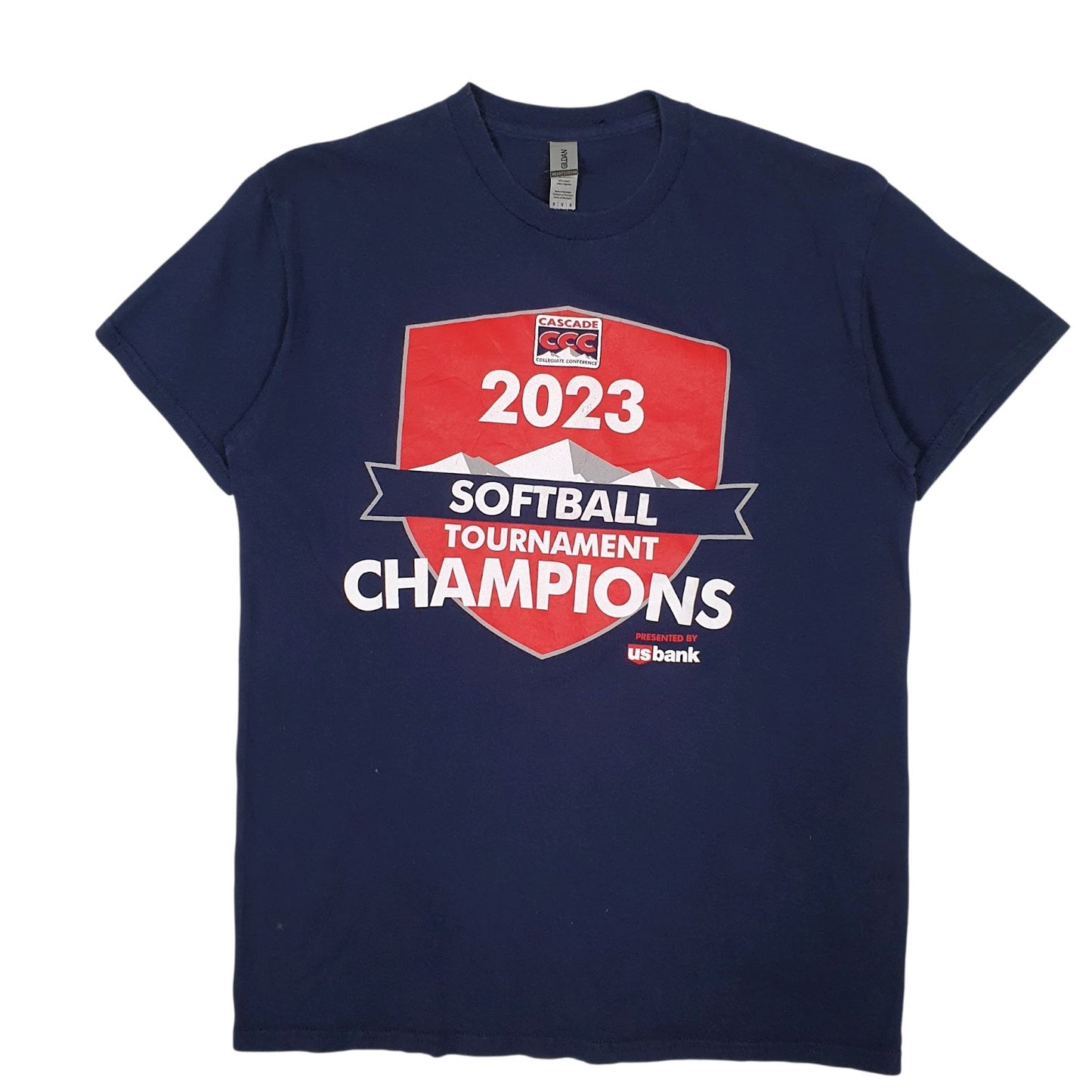 Mens Navy Fruit Of The Loom Softball Champions Short Sleeve T Shirt