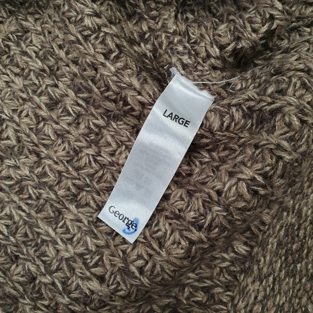 Womens Brown George Chunky Knit Throw Shoal Cardigan Jumper