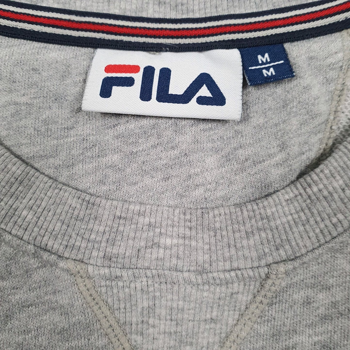 Mens Grey Fila Spellout Crewneck Jumper