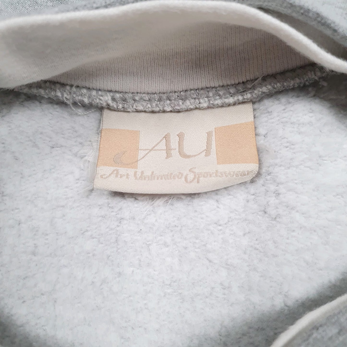 Mens Grey Art Unlimited Henley Graphic Vintage 90s Made In USA Quarter Zip Jumper