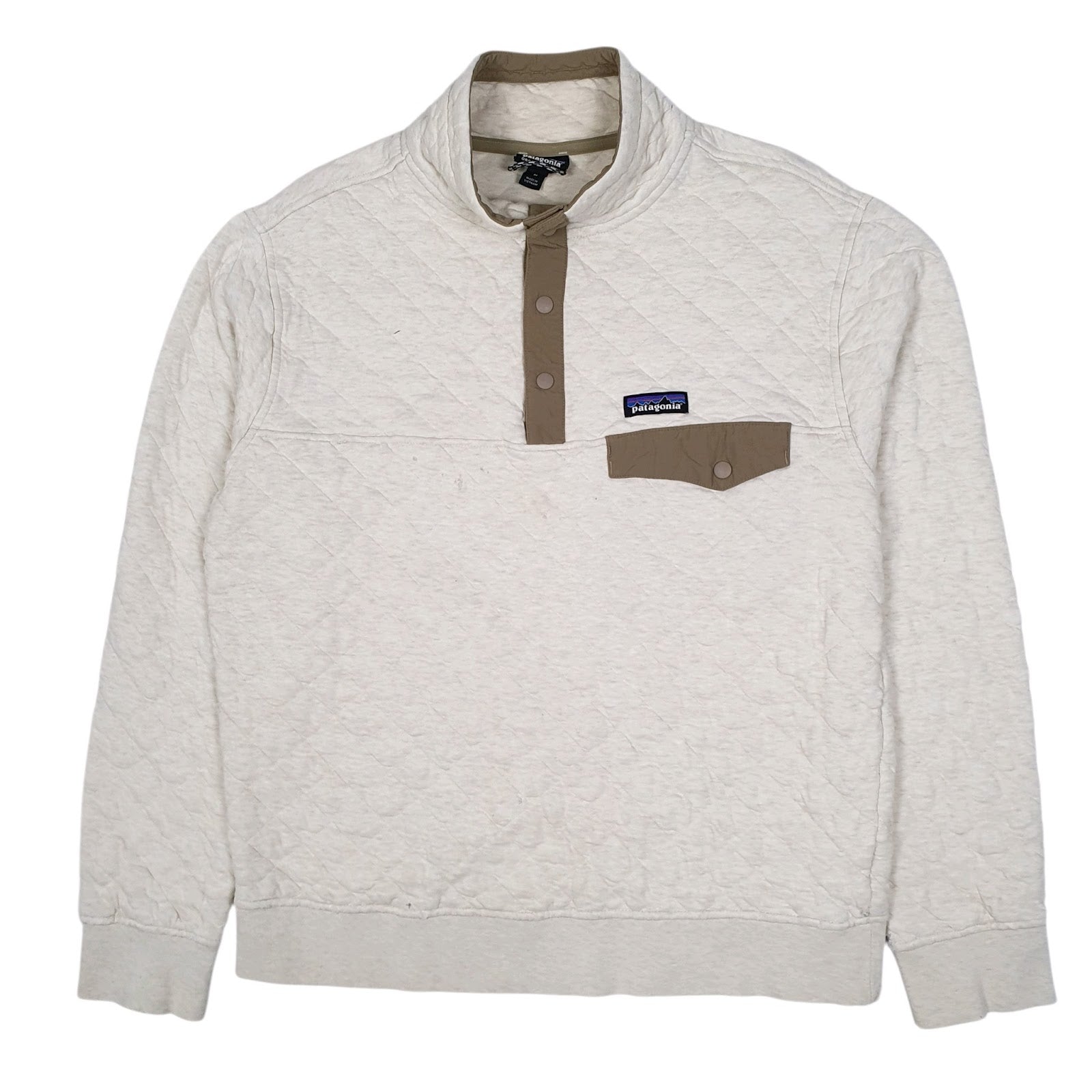 Mens Cream Patagonia Organic Snap T Quarter Zip Jumper