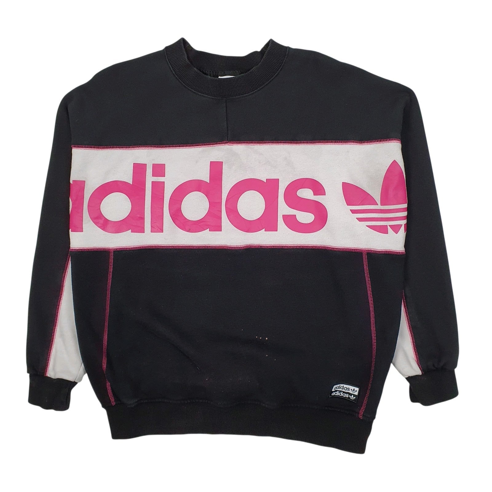 Womens Black Adidas  Crewneck Jumper