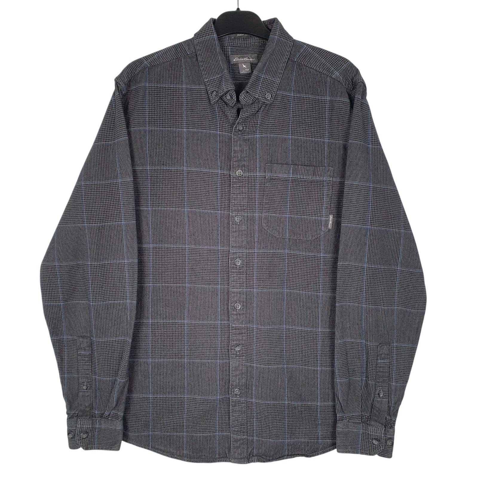 Mens Grey Eddie Bauer Flannel Long Sleeve Shirt