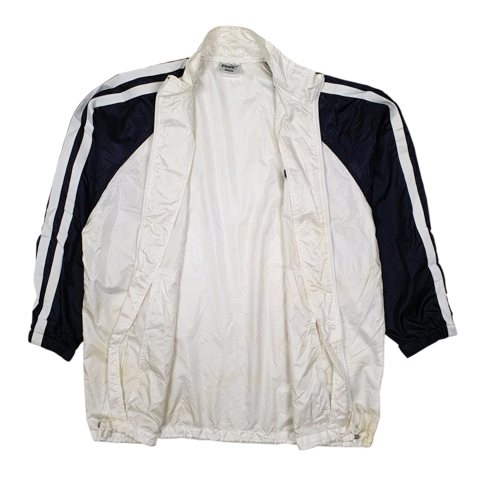 Mens White Puma Vintage 90s Quarter Zip Coat