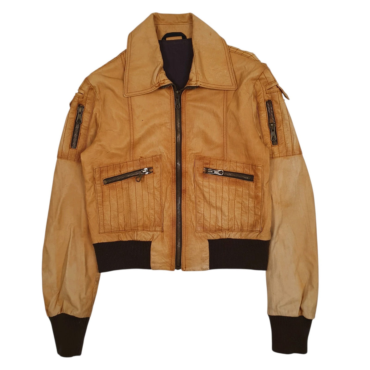 Womens Tan J.J.Scott Bomber Flight  Coat
