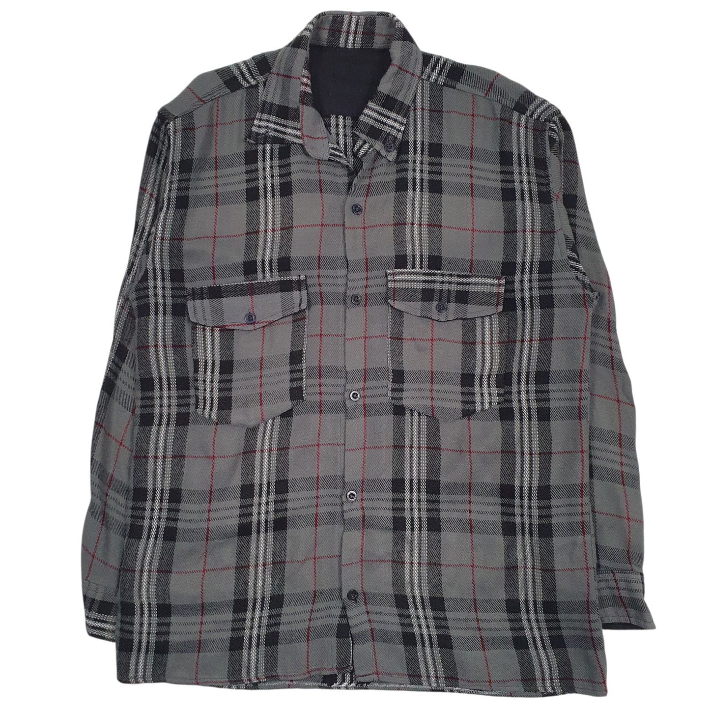Mens Grey Unbranded Flannel Long Sleeve Shirt