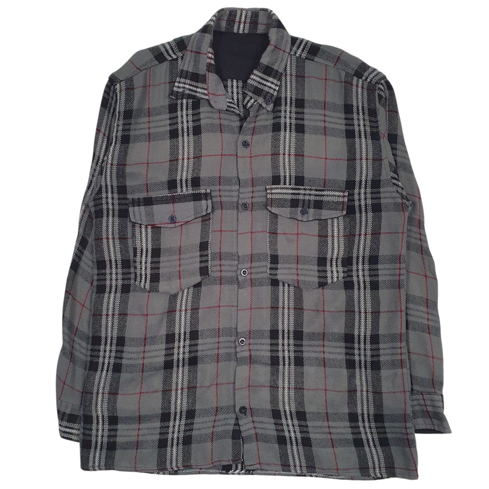 Mens Grey Unbranded Flannel Long Sleeve Shirt