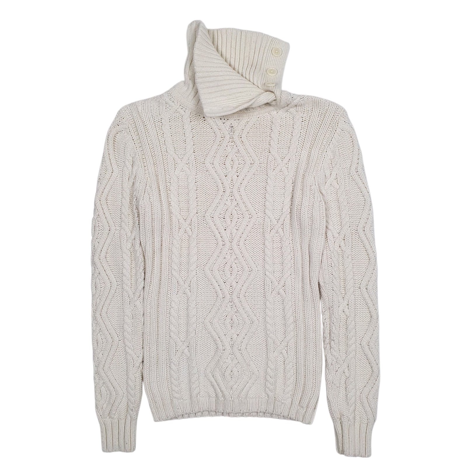 Womens White Tommy Hilfiger Cable Knit Turtle Neck Jumper
