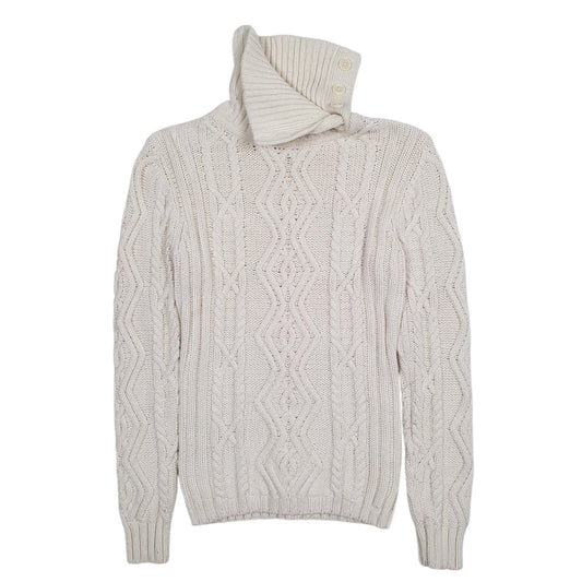 Womens White Tommy Hilfiger Cable Knit Turtle Neck Jumper
