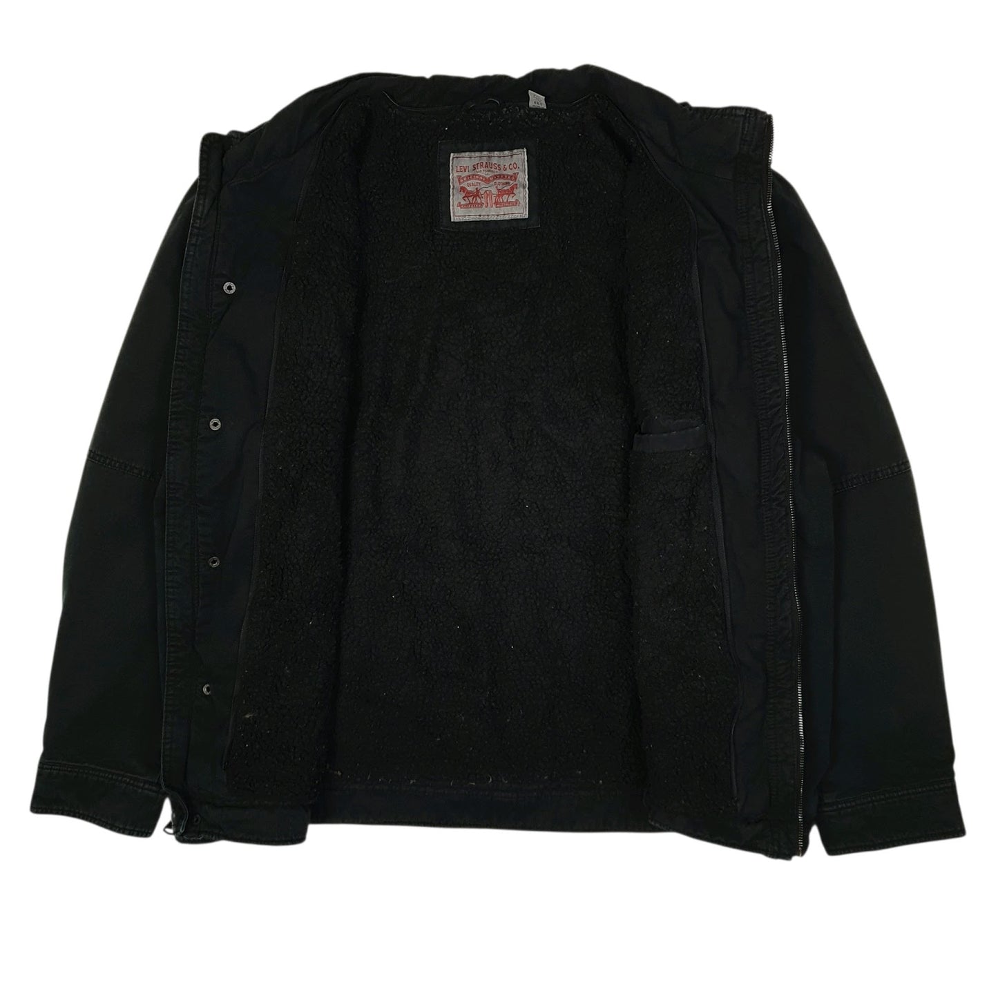 Mens Black Levis Military Bomber Windbreaker Sherpa Lined  Coat