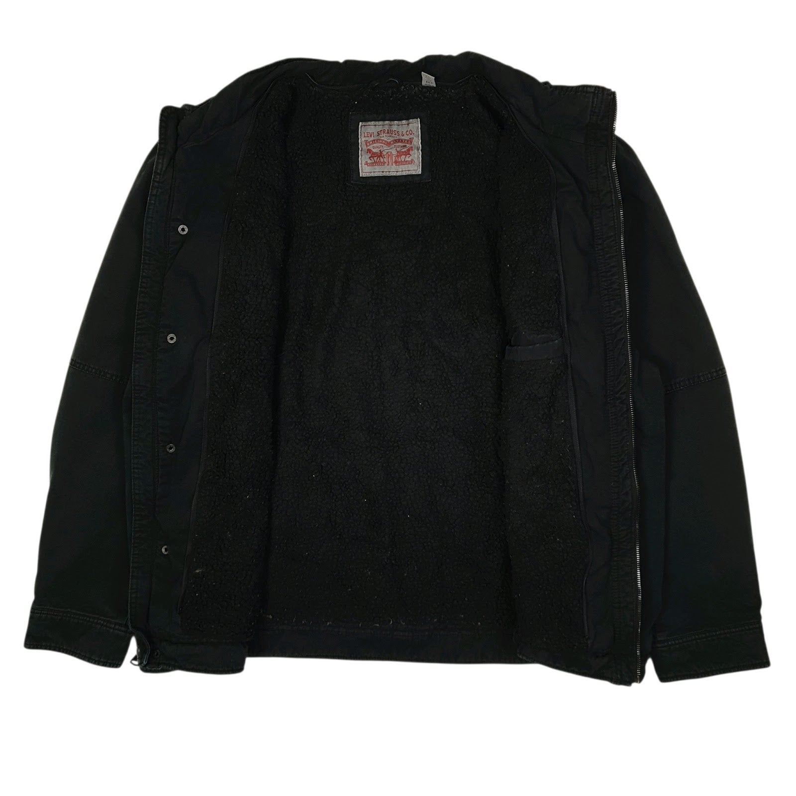 Mens Black Levis Military Bomber Windbreaker Sherpa Lined  Coat