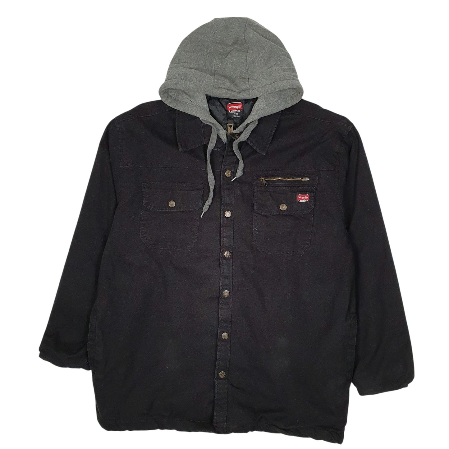 Mens Black Wrangler Windbreaker Hoodie Chore  Coat