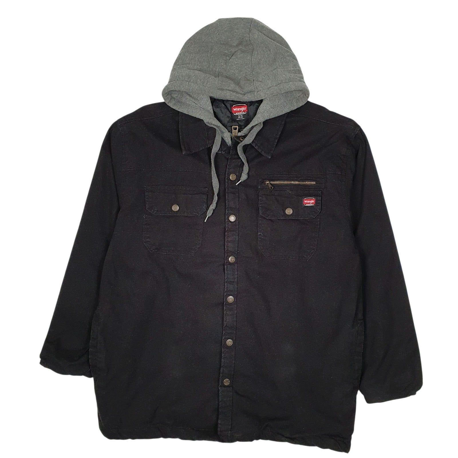 Mens Black Wrangler Windbreaker Hoodie Chore  Coat