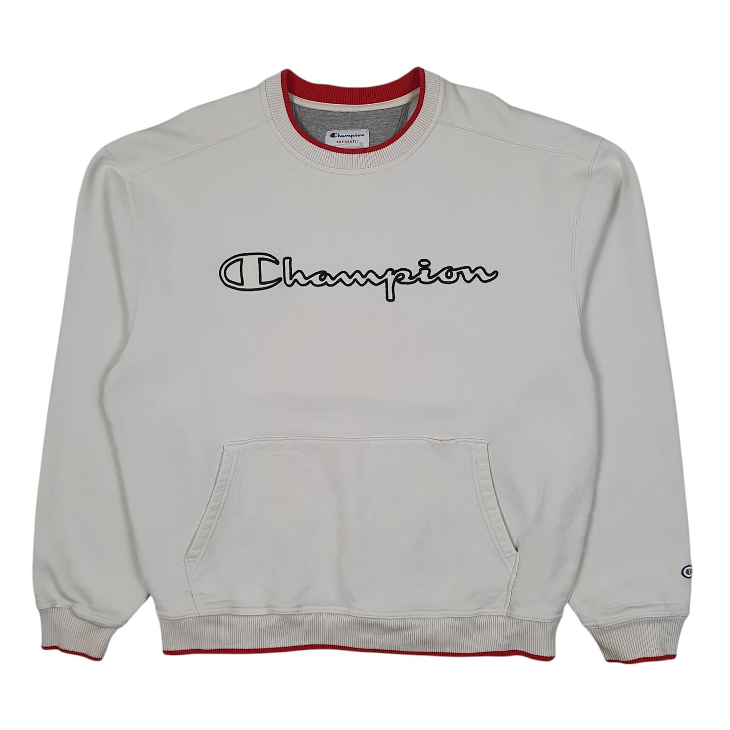 Mens White Champion  Crewneck Jumper