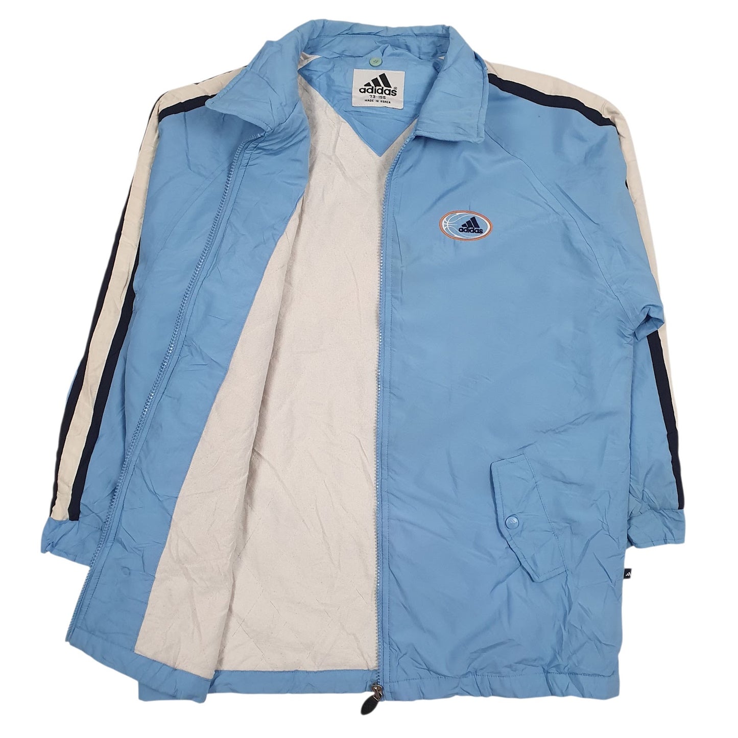 Mens Blue Adidas Vintage Hoodie Coat