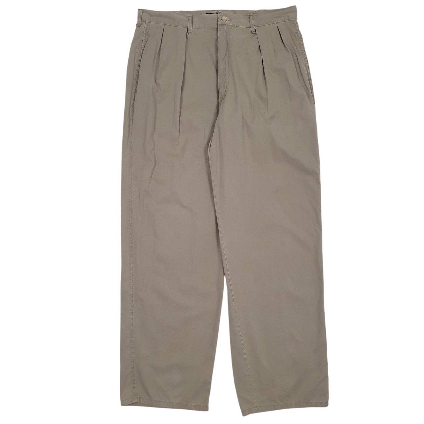 Mens Grey Polo Ralph Lauren Vintage 90s Made In USA Pleated Chino Trousers