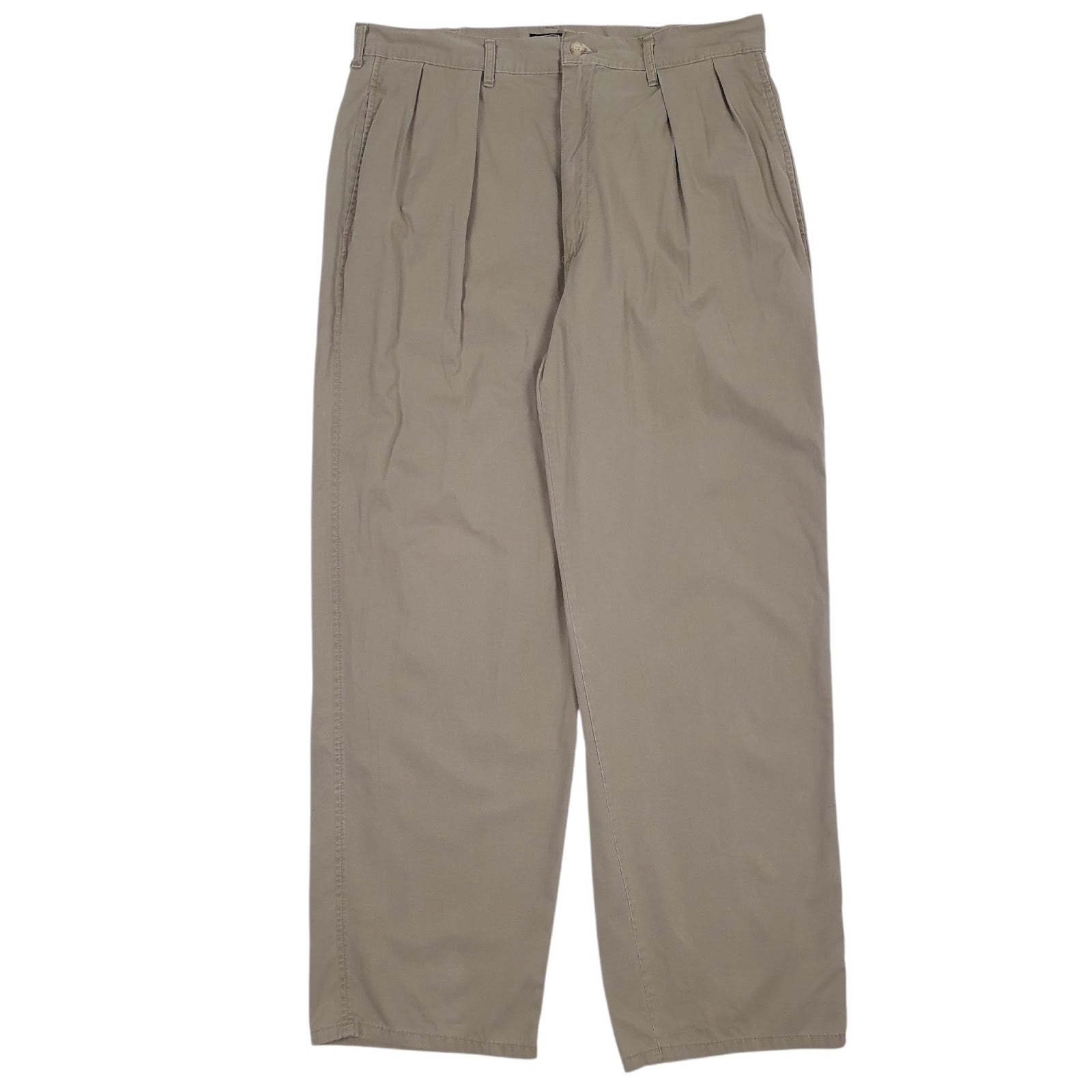 Mens Grey Polo Ralph Lauren Vintage 90s Made In USA Pleated Chino Trousers