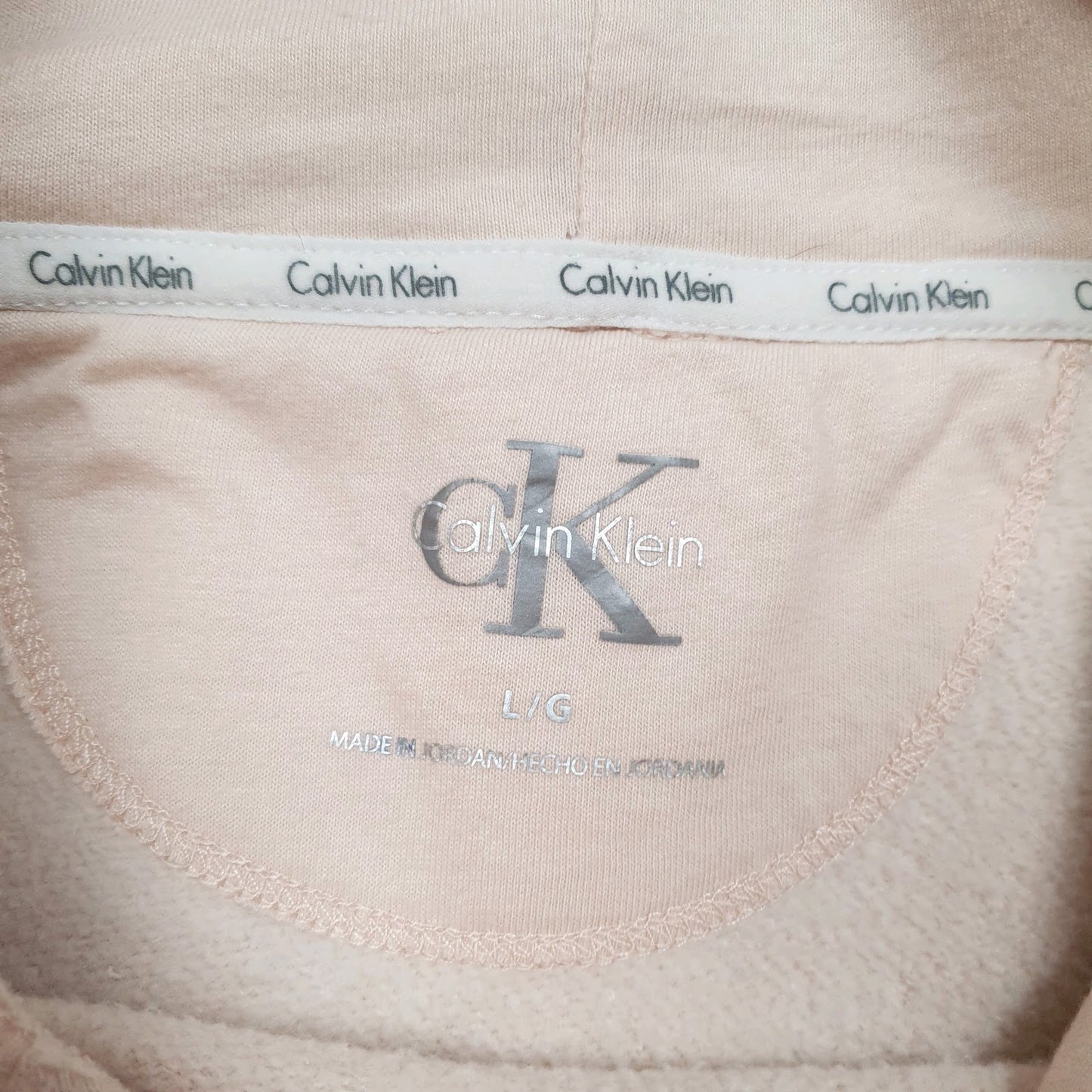Womens Pink Calvin Klein Oversized Spellout Hoodie Jumper