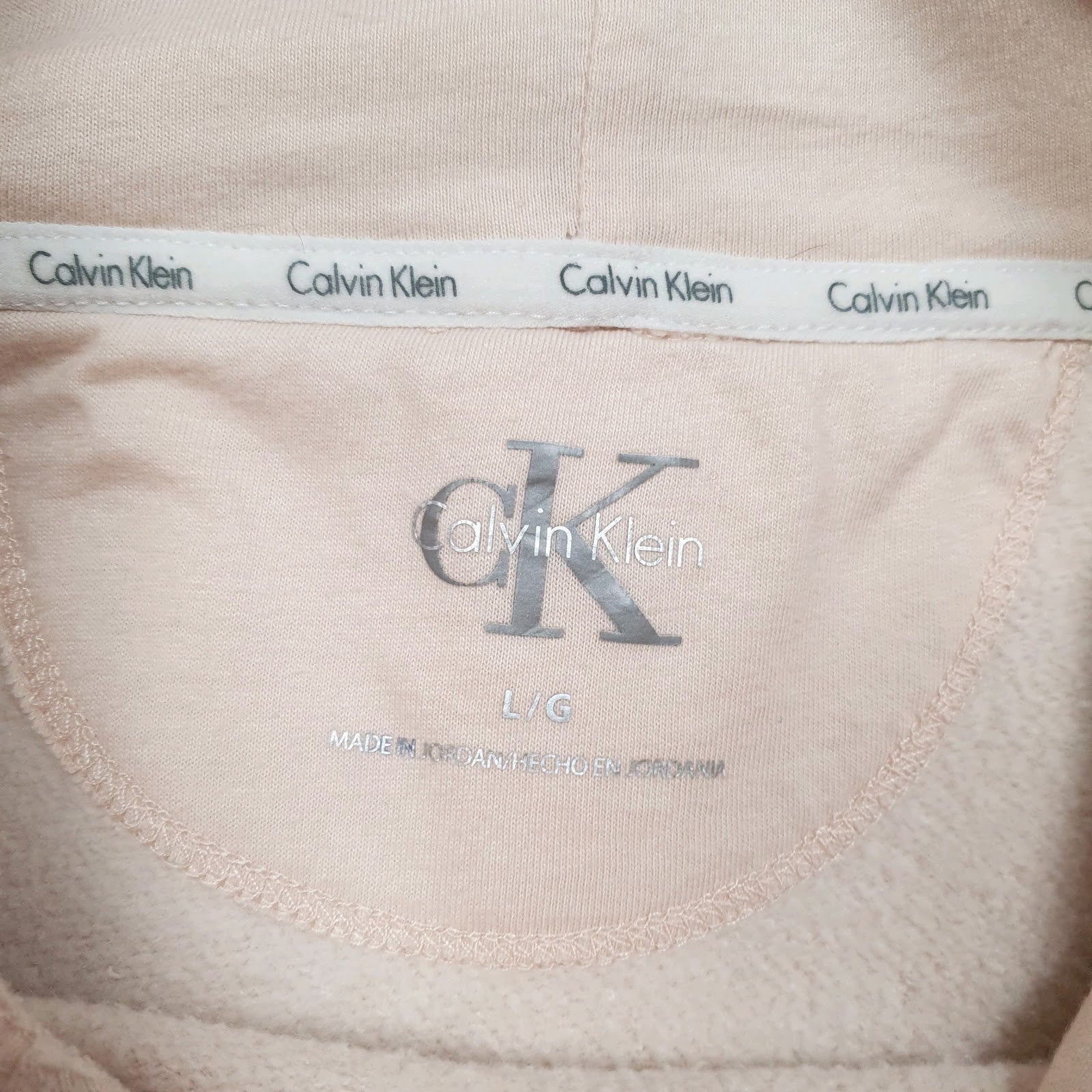 Womens Pink Calvin Klein Oversized Spellout Hoodie Jumper